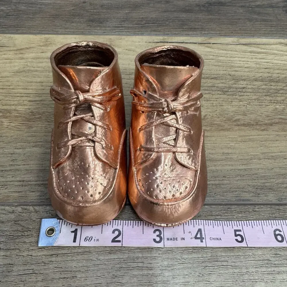 Vintage Copper Bronze Baby Shoes Keepsake Memories Room Decor